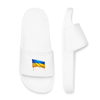 Dripping Ukraine flag - Kids’ Pool Sliders - white - Front