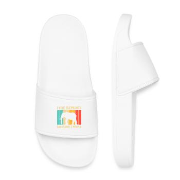 Elephant Silhouette on Rainbow Stripes - Kids’ Pool Sliders - white - Front