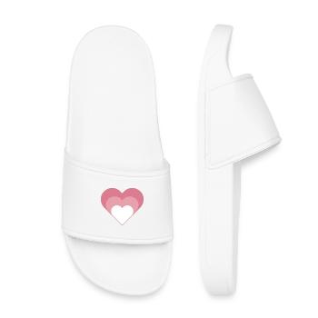 Layered Hearts | Rosa Herz Design - Kinder Badelatschen - Weiß - Vorne