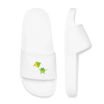Green frog flies a kite – Fu - Kids’ Pool Sliders - white - Front