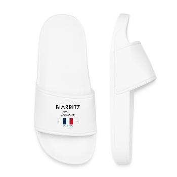 Biarritz France Coordinates Travel Souvenir - Kids’ Pool Sliders - white - Front
