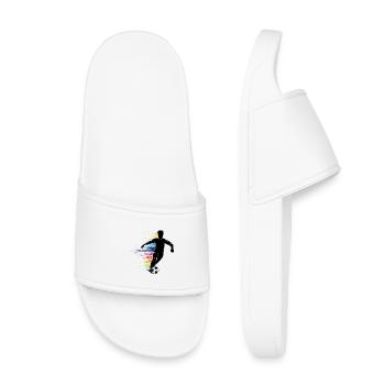 Joueur de football silhouette avec graffitis colorés - Claquettes enfant - blanc - Devant