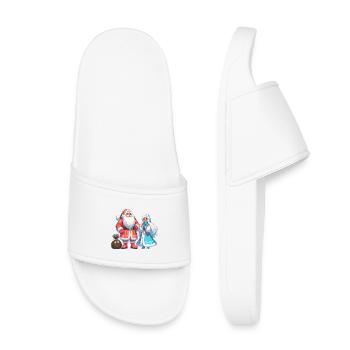 Ded Moroz Snegurotschka russischer Weihnachtsmann - Kinder Badelatschen - Weiß - Vorne