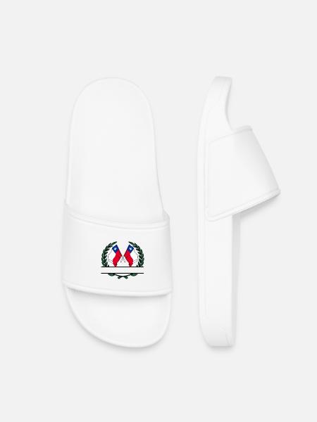 Fahnen Chile Lorbeerkranz Banner - Kinder Badelatschen - Weiß