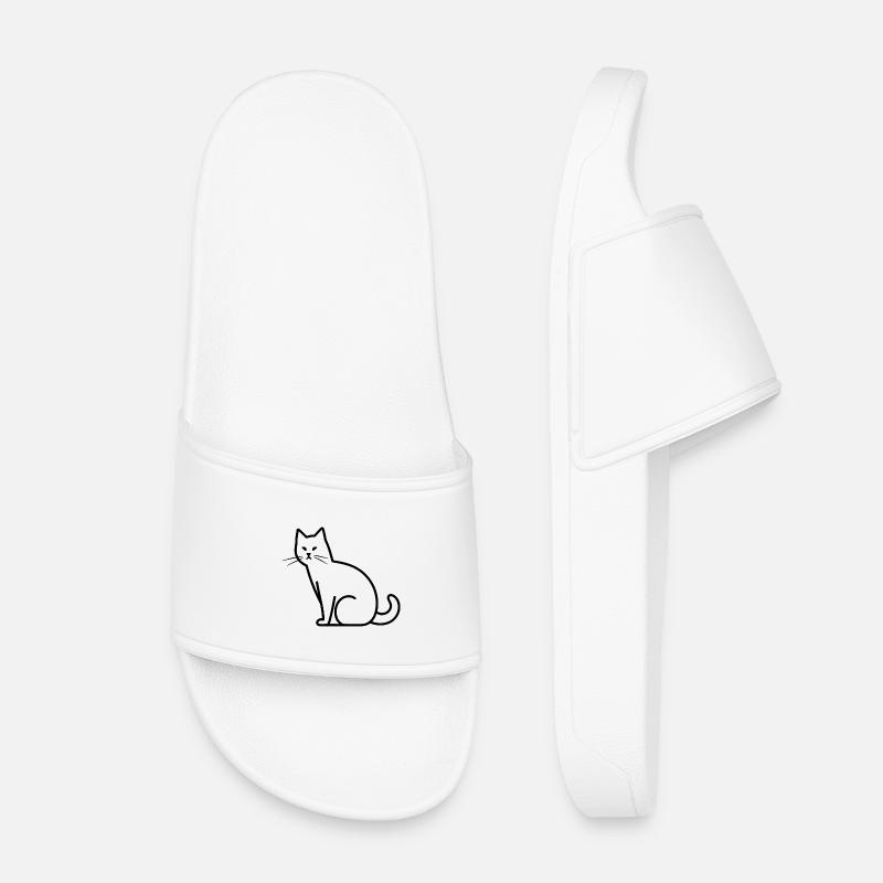 Cat Drawing - Kids’ Pool Sliders - white