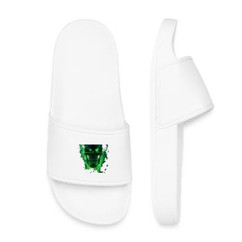Leuchtender grüner Totenkopfdesign - Kinder Badelatschen - Weiß - Vorne