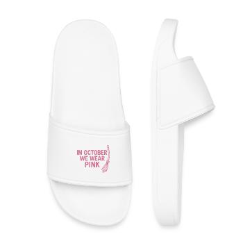 En octobre, on porte du rose - Claquettes enfant - blanc - Devant