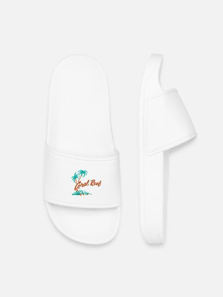 Logo der Korallenriff-Palme - Kinder Badelatschen - Weiß