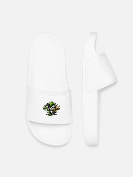 Neon Graffiti Kitten Sprayer - Kids’ Pool Sliders - white