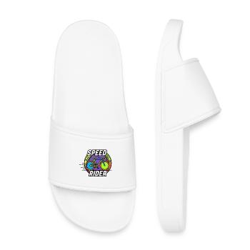 Motif vélo de route Speed Rider Couleurs néon - Claquettes enfant - blanc - Devant