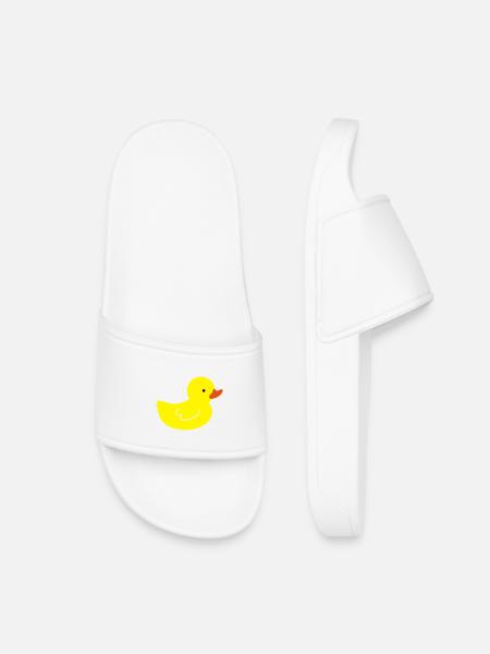 Cheerful Rubber Duck: A Touch of Yellow - Kids’ Pool Sliders - white