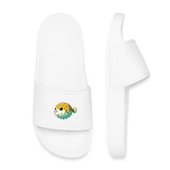 Kugelfisch - Kinder Badelatschen - Weiß - Vorne