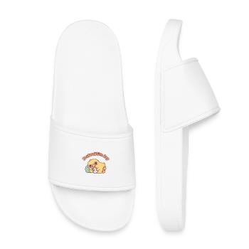 Niedliche Ente entspannt mit Handy, ProDucktive Tag - Kinder Badelatschen - Weiß - Vorne