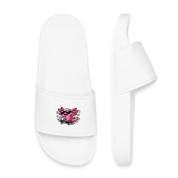 Pink Axolotl Skater mit Sonnenbrille - Kinder Badelatschen - Weiß - Vorne