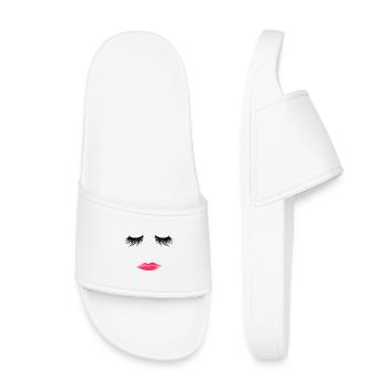 Visage de la femme Cils embrassant Lèvres roses - Claquettes enfant - blanc - Devant