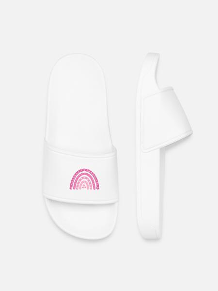 Boho Regenbogen rosa Große Schwester - Kinder Badelatschen - Weiß