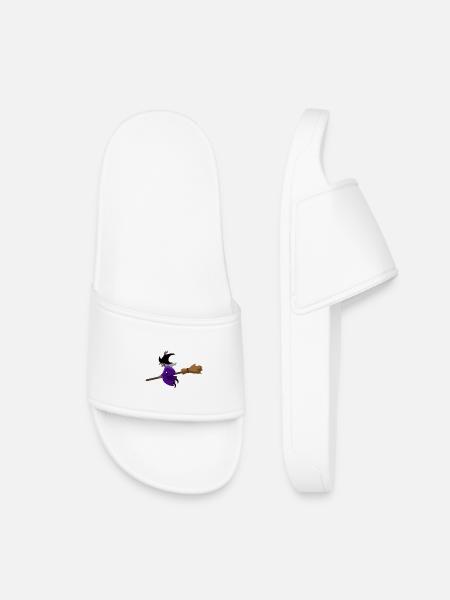 Witch flies on the broom - Kids’ Pool Sliders - white