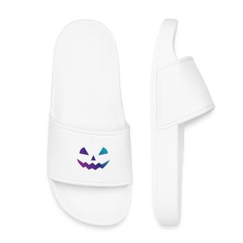 Halloween Kürbis Design Gesicht Verkleidungen - Kinder Badelatschen - Weiß - Vorne