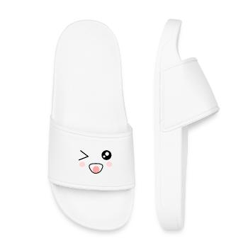 Fasching, Karneval, Kostüm, Kawaii - Kinder Badelatschen - Weiß - Vorne