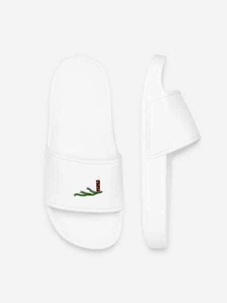 Festive Christmas candle with fir branches - Kids’ Pool Sliders - white