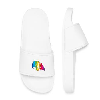 Insel Fehmarn Love Peace Rainbow - Kinder Badelatschen - Weiß - Vorne