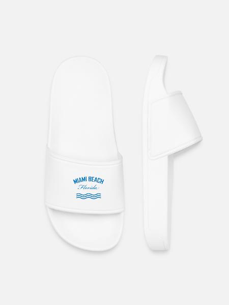 Miami Beach Florida Vintage Logo - Kids’ Pool Sliders - white