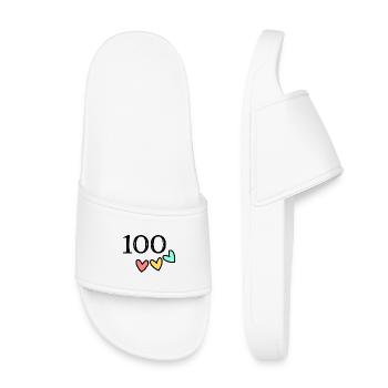 100. 100 JAHRE. 100-JÄHRIGES JUBILÄUM. GEBURTSTAG 100 - Kinder Badelatschen - Weiß - Vorne