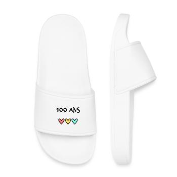 100. 100 YEARS. 100th ANNIVERSARY. BIRTHDAY 100 - Kids’ Pool Sliders - white - Front