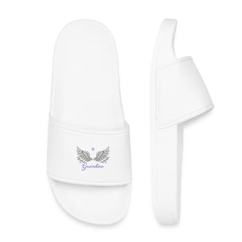 Guardian Wings - Spiritual Angel Art - Kids’ Pool Sliders - white - Front
