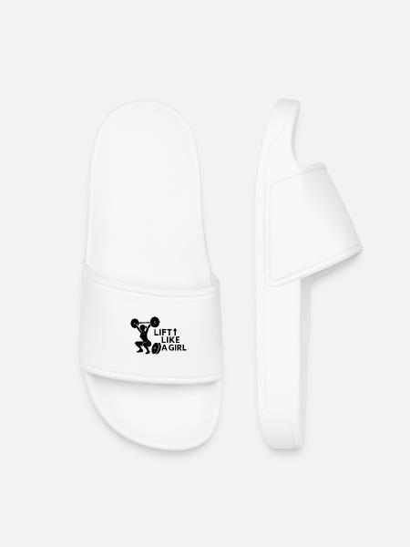 Lift Like a Girl Weightlifting Silhouette - Kids’ Pool Sliders - white