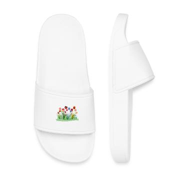 Imaginative colorful tulips on spring meadow - Kids’ Pool Sliders - white - Front