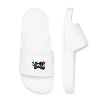 Kawaii-Spielcontroller-Friedenszeichen - Kinder Badelatschen - Weiß - Vorne