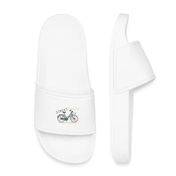 Street Cruiser Fahrradmotiv - Kinder Badelatschen - Weiß - Vorne