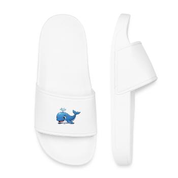 Blue Whale Cartoon - Kids’ Pool Sliders - white - Front