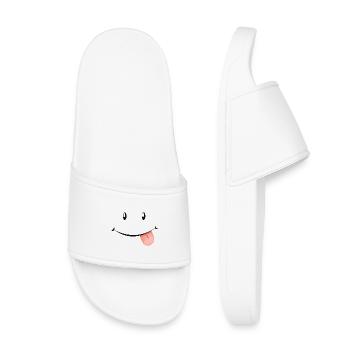 Un visage rieur avec la langue tendue. - Claquettes enfant - blanc - Devant