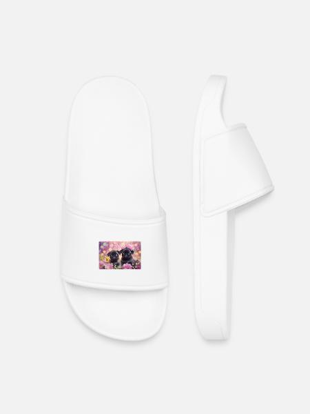 Small dogs with flower crown - Kids’ Pool Sliders - white