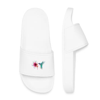 Colibri aquarelle avec hibiscus - Claquettes enfant - blanc - Devant