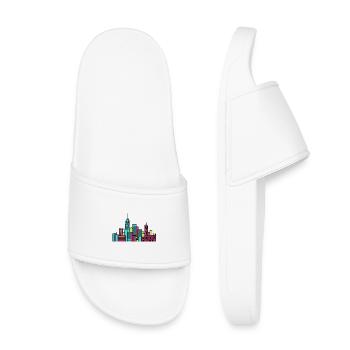 Manchester City Skyline Beetham Tower Line Art - Kids’ Pool Sliders - white - Front