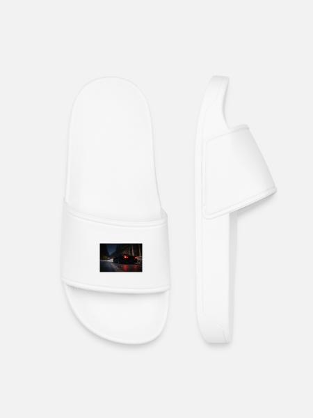 Night Sports Car on the Road - Kids’ Pool Sliders - white