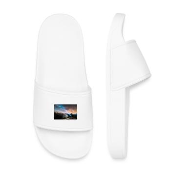 Man standing on field gazing the milky way - Kids’ Pool Sliders - white - Front