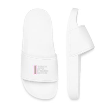 Je travaille pour soutenir mon logo de livres sur la dépendance à la lecture - Claquettes enfant - blanc - Devant