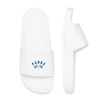 Paros Crossed Flags Emblem - Kids’ Pool Sliders - white - Front
