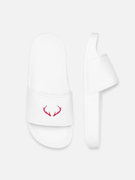 Geweih Hirsch Rentier Geschenk - Kinder Badelatschen - Weiß