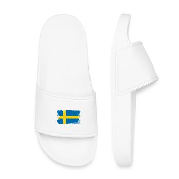 Schwedische Flagge Brush Tee - Kinder Badelatschen - Weiß - Vorne