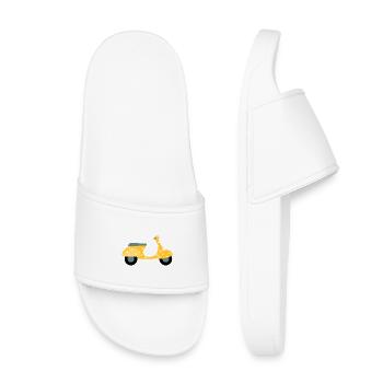 Roller Dots gelb Muster Punkte Urlaub Sommer Fun - Kinder Badelatschen - Weiß - Vorne