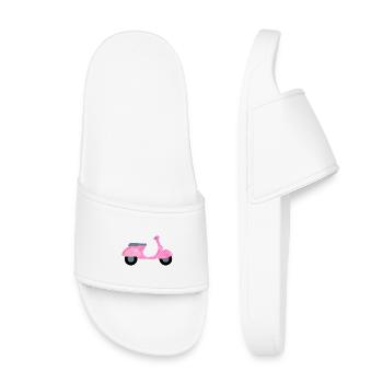 Roller flauschig Plüsch Vintage Mädchen Girl Fun - Kinder Badelatschen - Weiß - Vorne