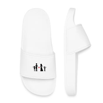 Family of four persons, boy and girl, silhouettes - Kids’ Pool Sliders - white - Front