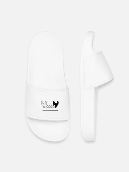 Hähnchen dunkles und helles Monogramm - Kinder Badelatschen - Weiß
