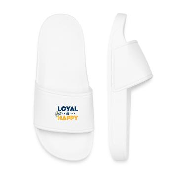 Loyal & Happy Dog Logo - Kids’ Pool Sliders - white - Front