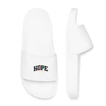 Hope in Christ Floral Christian Bible Verse - Kids’ Pool Sliders - white - Front